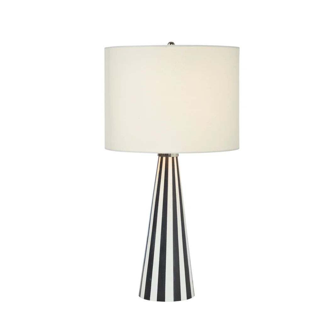 Bone Inlay Table Lamp : Stripe : Black & White