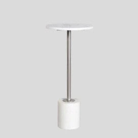 Marble Accent Table : White with Chrome Stem