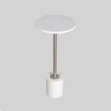 Marble Accent Table : White with Chrome Stem