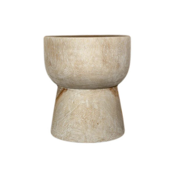 Koro Timber Sculptural Stool or Side Table : White Wash
