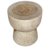 Koro Timber Sculptural Stool or Side Table : White Wash