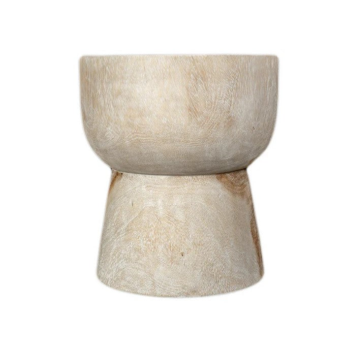 Koro Timber Sculptural Stool or Side Table : White Wash