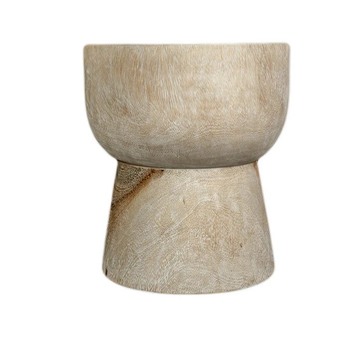 Koro Timber Sculptural Stool or Side Table : White Wash