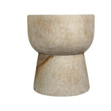 Koro Timber Sculptural Stool or Side Table : White Wash