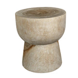 Koro Timber Sculptural Stool or Side Table : White Wash