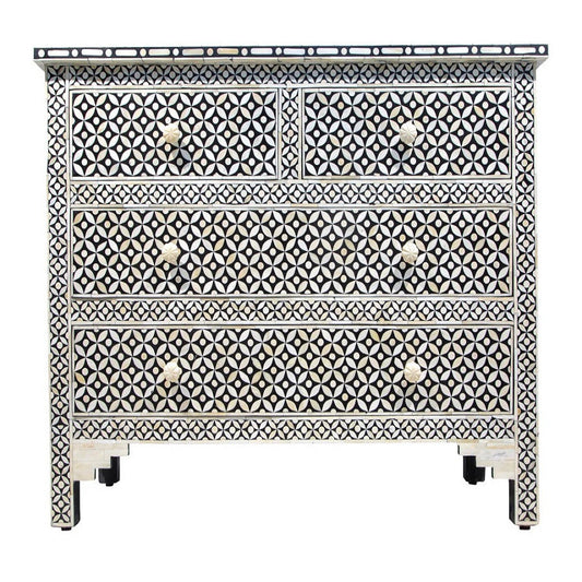 Bone Inlay 4 Drawer Chest : Starburst : Black