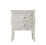Bone Inlay French 2 Drawer Bedside : Floral : Grey