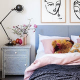 Bone Inlay Large Bedside Cabinet : Scallop : Navy