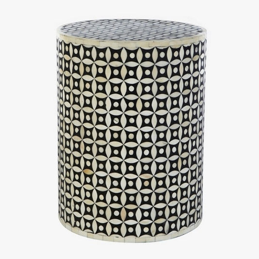 Bone Inlay Side Table : Starburst : Black