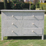 Bone Inlay 6 Drawer Chest : Starburst : Dove Grey