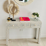 Bone Inlay Console : Ogee : Grey