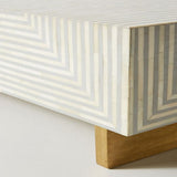 Bone Inlay Rectangular Coffee Table : Stripe : Grey