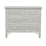 Bone Inlay 4 Drawer Chest : Scallop : Grey