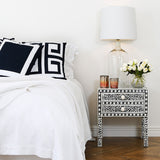 Bone Inlay 2 Drawer Bedside : Floral : Black