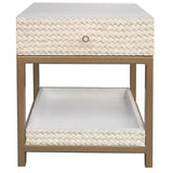 Bone & White Wash Interwoven Bedside Table