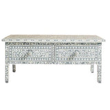 Bone Inlay Rectangular Coffee Table : Floral : Grey