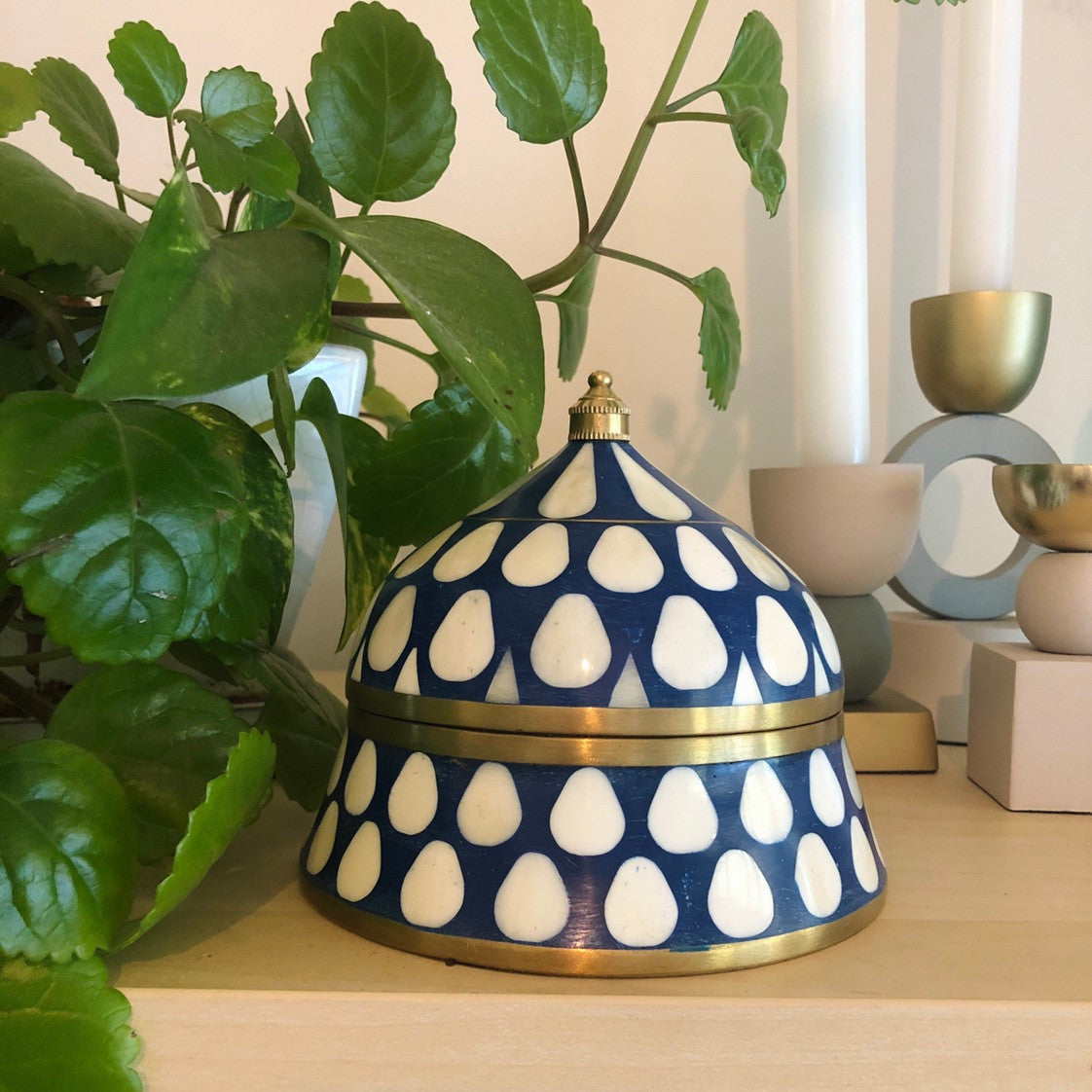 Bone & Brass Moghul Box : Navy
