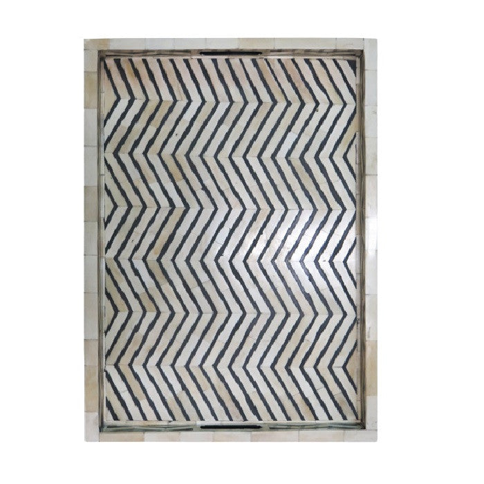 Bone Inlay Rectangular Tray : Zig Zag: Black