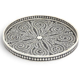 Bone Inlay Large Platter : Floral : Black