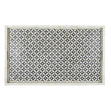 Bone Inlay Rectangular Tray : Starburst :  Black