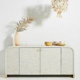 Bone Inlay 2 Door Waterfall Buffet : Stripe : Grey