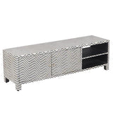 Bone Inlay 2 Door TV Sideboard : Zig Zag : Black