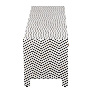Bone Inlay 2 Door TV Sideboard : Zig Zag : Black