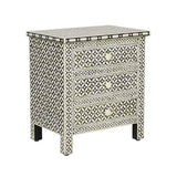 Bone Inlay 3 Drawer Bedside : Starburst :Black