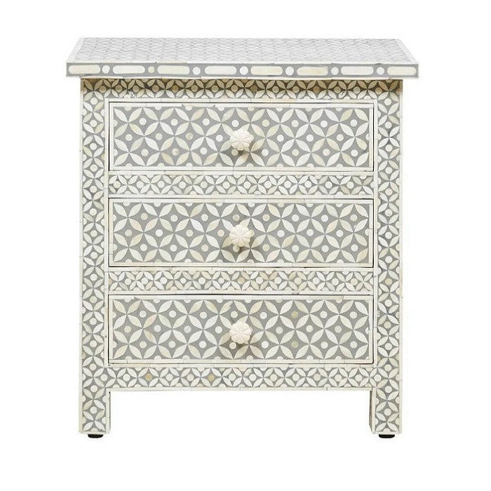 Bone Inlay Beside Table : Starburst : Grey