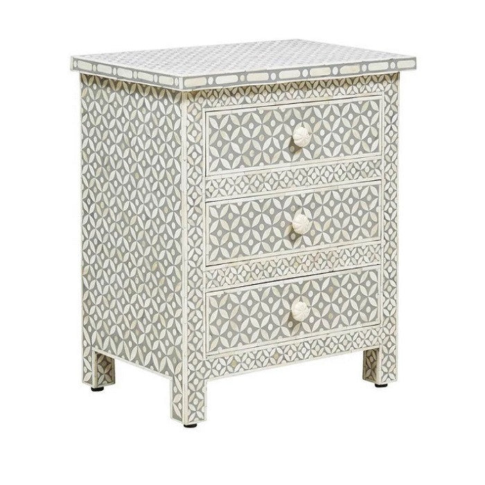 Bone Inlay Beside Table : Starburst : Grey