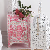 Mother of Pearl Inlay Bedside Cabinet : Fuchsia