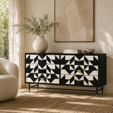 Bone Inlay 6 Drawer Buffet : Arrows : Black & White