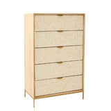 Oak & Layered Bone 5 Drawer Tallboy