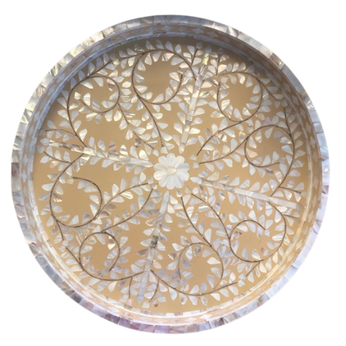 Mother of Pearl Round Tray : Floral : Spiced Apricot (Imperfect)