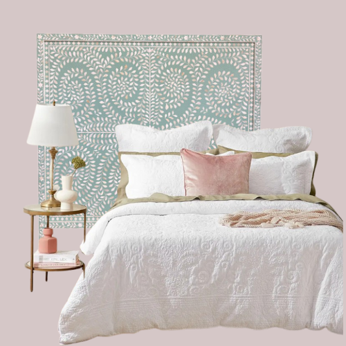 Bone or Mother of Pearl Inlay Square Bedhead