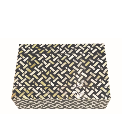 Bone Inlay Mid Size Box : Cross Weave : Brown