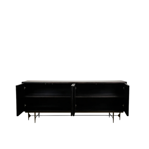 Bone Inlay Sideboard  wtih Antique Brass Legs : Pinstripe : Charcoal