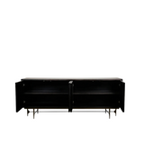 Bone Inlay Sideboard  wtih Antique Brass Legs : Pinstripe : Charcoal