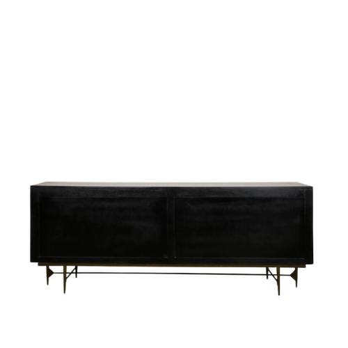 Bone Inlay Sideboard  wtih Antique Brass Legs : Pinstripe : Charcoal