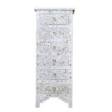 Mother of Pearl Inlay Tallboy : Floral : White