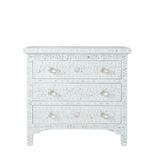 Bone Inlay Large Bedside Chest : Floral : White
