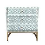 Bone Inlay  3 Drawer Bedside Chest : Zelliges : Turquoise