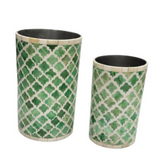 Tall Inlay Vase Moroccan Pattern : Green