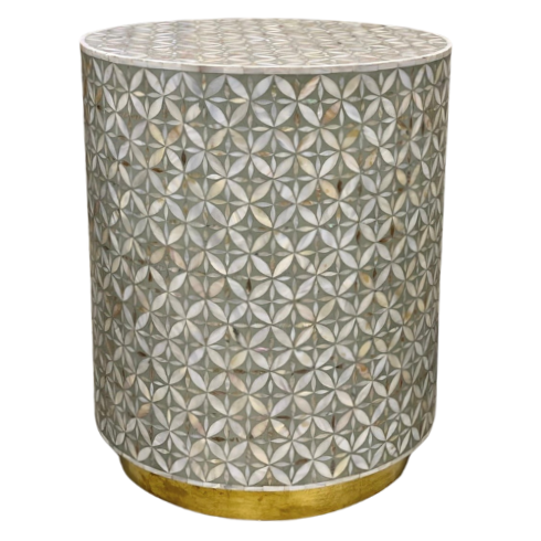 Mother of Pearl Inlay Side Table : Lady's Bedstraw : Grey