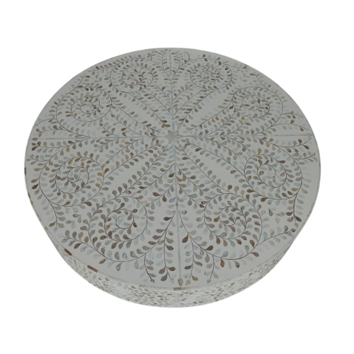 Mother of Pearl Inlay Coffee Table : Floral : White