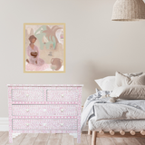 Bone Inlay 4 Drawer Chest : Floral : Soft Pink