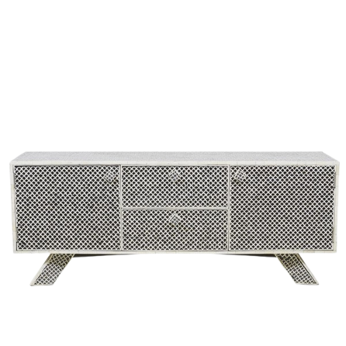 Bone Inlay TV Sideboard : Scallop : Black