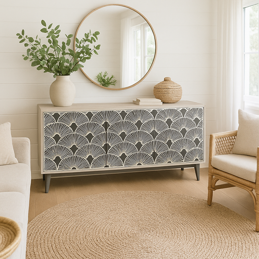 Bone Inlay Sideboard : Japanese Fan