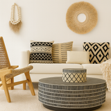 Bone Inlay Round Coffee Table (with castors) : Staccato : Black