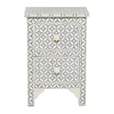 Bone Inlay Small 2 Drawer Bedside Chest : Starburst : Grey